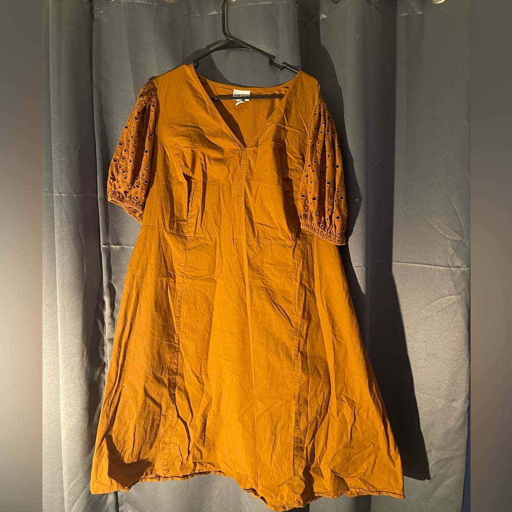 V neck brown long dress